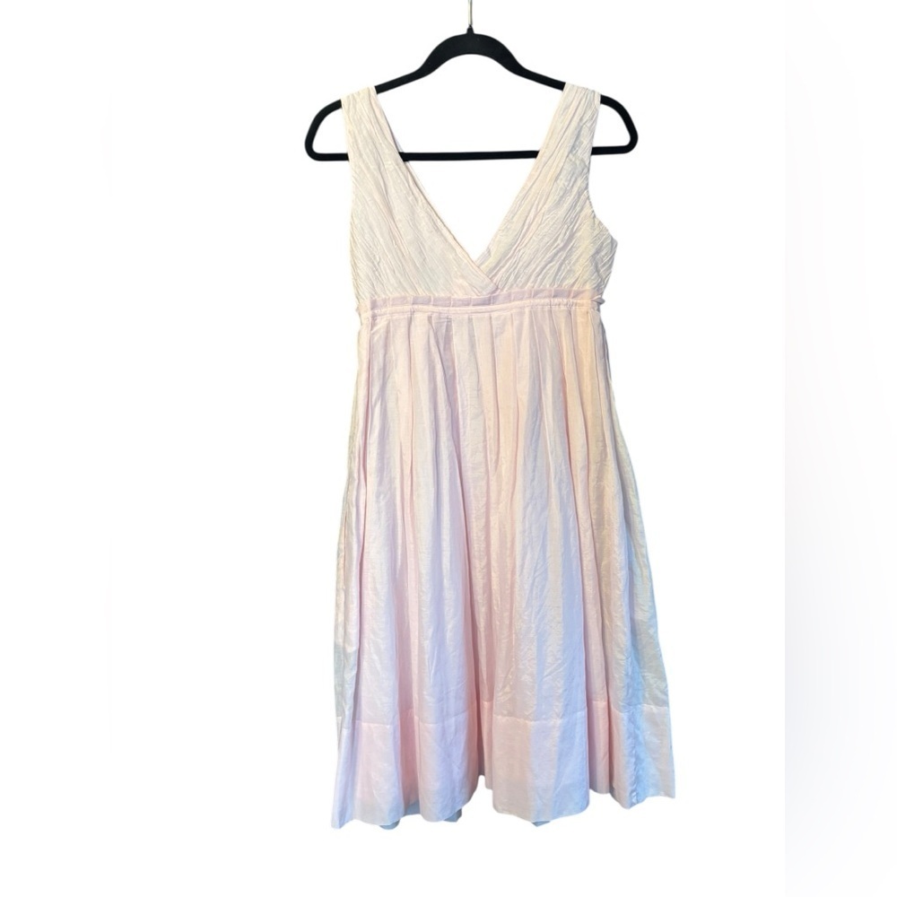 Gap Elegant Empire Waist Baby Pink Lightweight Lined V Neck Short Dress Size 2